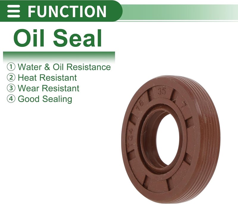 Partuto Universal Oil Seal TG4 Lip Seal Ring Rotary Shaft Seal 16x35x7mm High Pressure FKM Rubber Brown 5 Pcs - Image 3